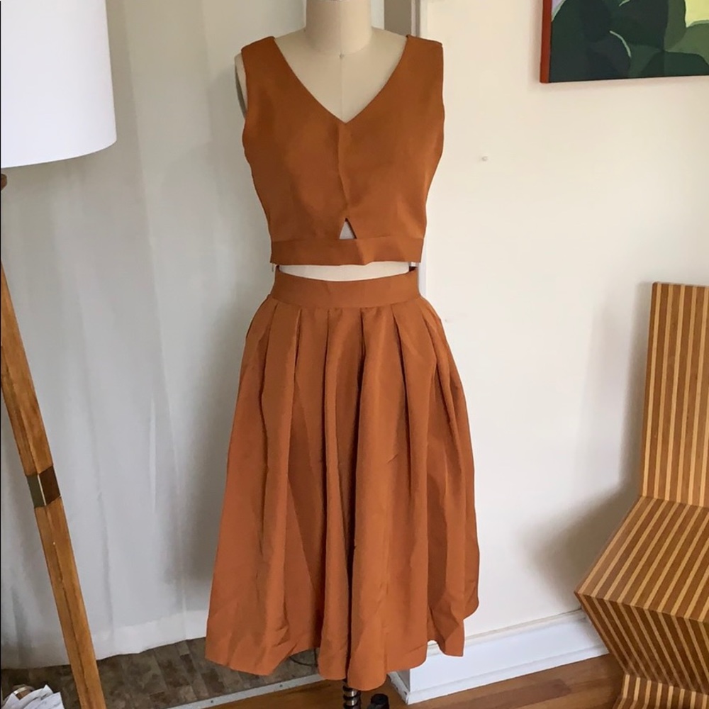 Matching Crop Top and Skirt Set